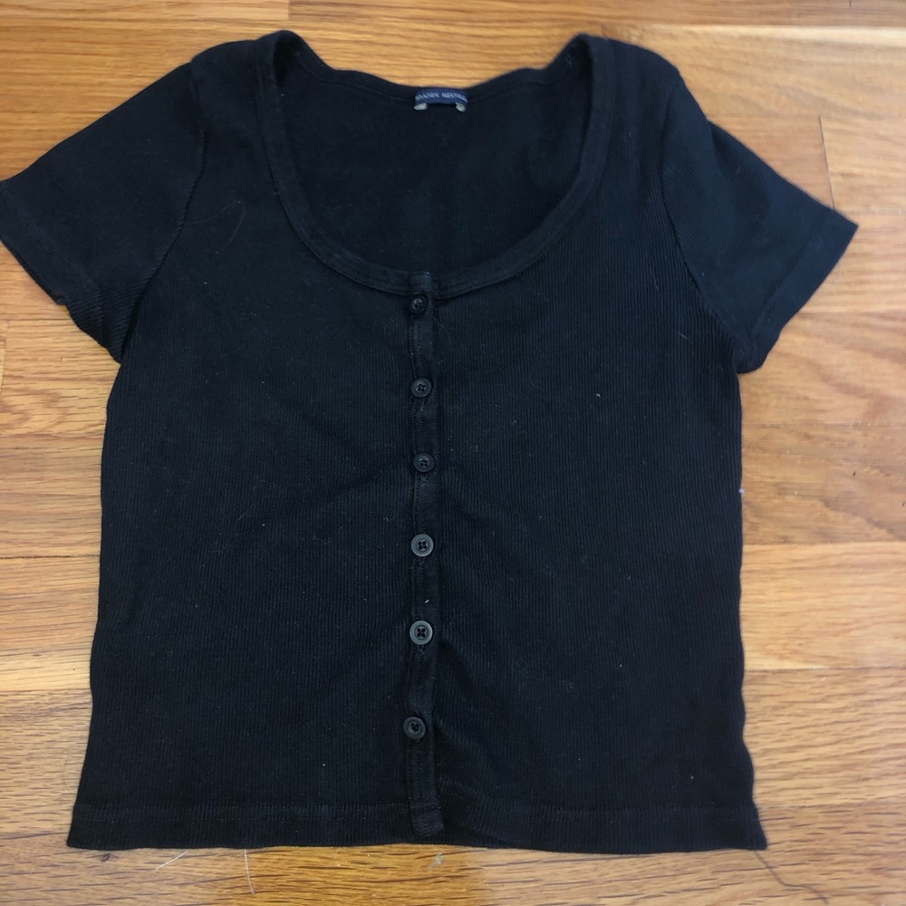 brandy black button down top